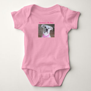 Niedlicher weißer süßer Welpenhund Mommy Pink Baby Strampler