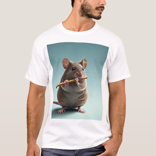 Niedlicher weißer T - Shirt für Musiker und Tierfr (Vorderseite)