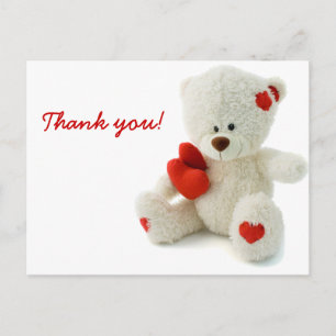 Niedlicher weißer Teddybär mit Herz Postkarte
