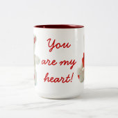 Niedlicher weißer Teddybär mit Herz Zweifarbige Tasse (Mittel)