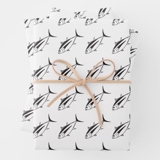 Niedlicher Weißer Thunfisch in Schwarz und Weiß im Geschenkpapier Set (Beispiel)