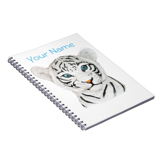 Niedlicher weißer Tiger mit blauen Augen Notizblock (Rechte Seite)