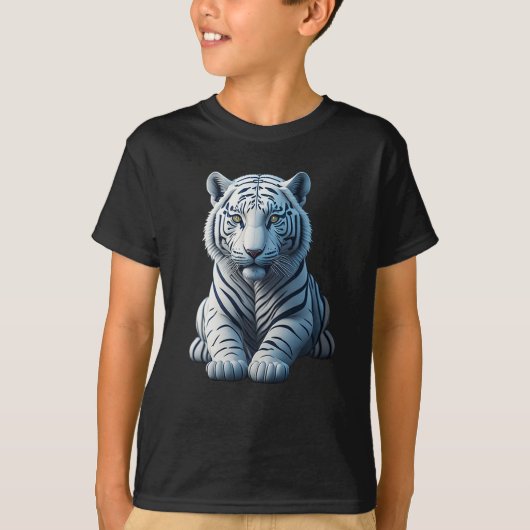 Niedlicher weißer Tiger mit schwarzen Streifen T-Shirt (Vorderseite)