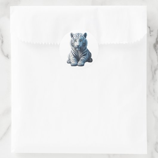 Niedlicher weißer Tiger Runder Aufkleber (Tasche)