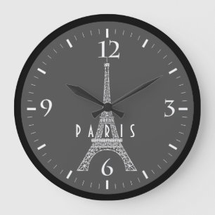 Niedlicher weißer Turm Paris Eiffel Große Wanduhr