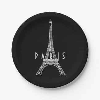 Niedlicher weißer Turm Paris Eiffel Pappteller
