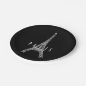 Niedlicher weißer Turm Paris Eiffel Pappteller (Schrägansicht)