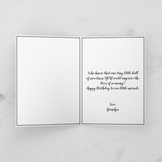 Niedlicher Weißer und Schwarzer Kuchen Grandson 1. Karte (Innenseite)