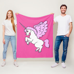 Niedlicher weißer Unicorn-dunkles Rosa Fleecedecke
