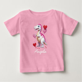Niedlicher weißer Valentinstag-Dinosaurier Baby T-shirt