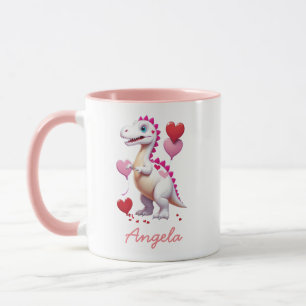Niedlicher weißer Valentinstag-Dinosaurier Tasse