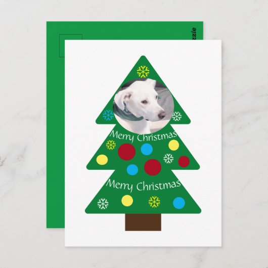 Niedlicher weißer Welpenhund farbenfrohe Weihnacht Postkarte (Vorne/Hinten)