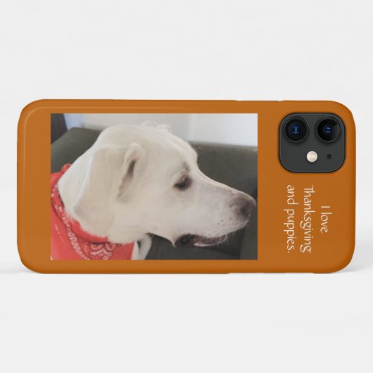 Niedlicher weißer Welpenhund mit Erntedank Scarf Case-Mate iPhone Hülle (Rückseite (Horizontal))