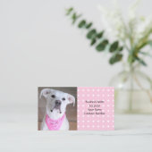 Niedlicher weißer Welpenhund mit rosafarbenem Scar Visitenkarte (Stehend Vorderseite)