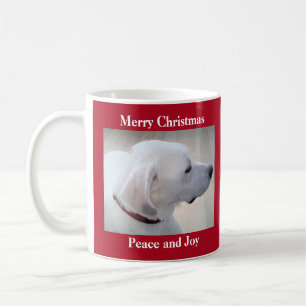 Niedlicher weißer Welpenhund Profil Red Christmas Kaffeetasse