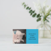 Niedlicher weißer Welpenhund Schöne blaue Visitenk Visitenkarte (Stehend Vorderseite)