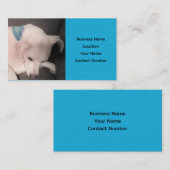 Niedlicher weißer Welpenhund Schöne blaue Visitenk Visitenkarte (Vorne/Hinten)