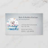 Niedlicher Weißhund im Bad Pet Grooming beruflich Visitenkarte (Vorderseite)