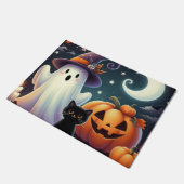 Niedlicher, weißlicher Halloween-Kürbis, Katzenkür Fußmatte (Schrägansicht)