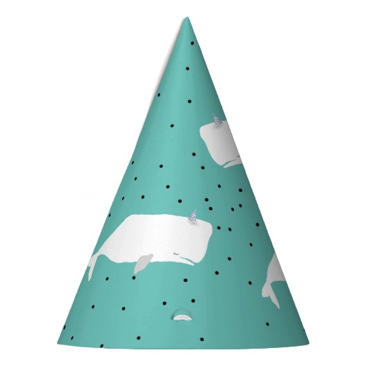 Niedlicher Weißwal Aquamarin Partyhütchen (Links)