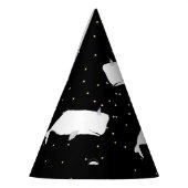 Niedlicher Weißwal Gold Dots Schwarz Partyhütchen (Links)