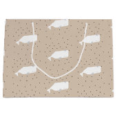 Niedlicher Weißwal, neutraler Beige Große Geschenktüte (Vorderseite)