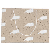 Niedlicher Weißwal, neutraler Beige Große Geschenktüte (Rückseite)