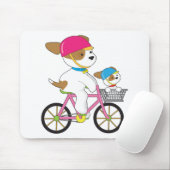 Niedlicher Welpe auf Fahrrad Mousepad (Mit Mouse)