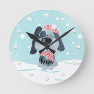 Niedlicher Welpe, Baby Runde Wanduhr