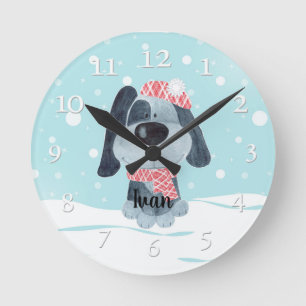 Niedlicher Welpe, Baby Runde Wanduhr