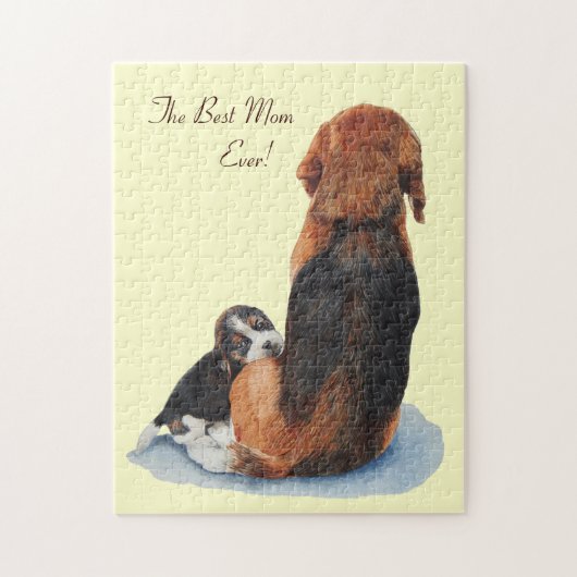 Niedlicher Welpe-Beagle-Kuschelmutter Puzzle (Vertikal)