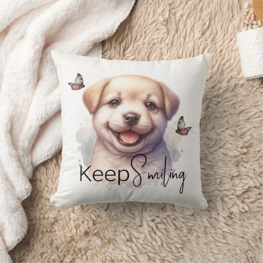 Niedlicher Welpe Behielt Lächeln Custom Kissen (Decke)