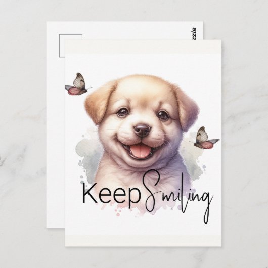 Niedlicher Welpe Behielt Lächeln Custom Postkarte (Vorne/Hinten)