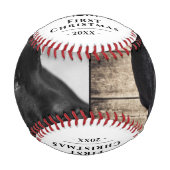 Niedlicher Welpe Erster Weihnachtshund Paw Foto Co Baseball (Vorderseite)