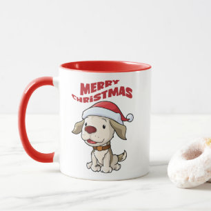 Niedlicher Welpe frohe Weihnachten Tasse