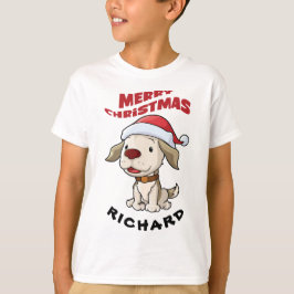 Niedlicher Welpe Frohe Weihnachts-Custom-T - Shirt