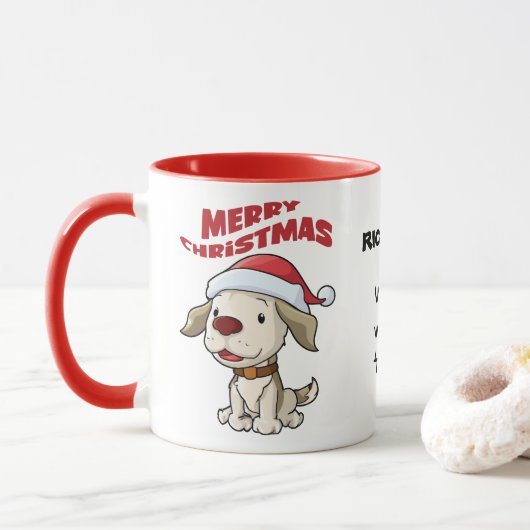 Niedlicher Welpe Frohe Weihnachts-Tasse Tasse (Mit Donut)