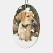 Niedlicher Welpe-gelbe Labrador-Golden Retriever Keramik Ornament (Links)