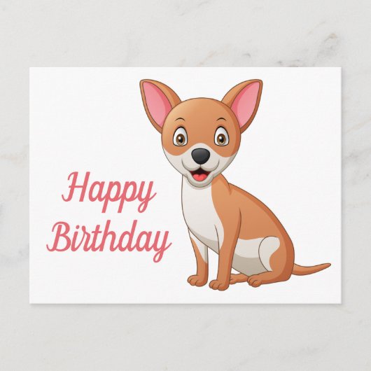 Niedlicher Welpe Hund Funny Cartoon Chihuahua Birt Postkarte (Vorderseite)