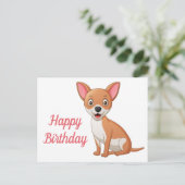 Niedlicher Welpe Hund Funny Cartoon Chihuahua Birt Postkarte (Stehend Vorderseite)