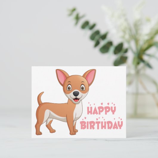 Niedlicher Welpe Hund Funny Cartoon Chihuahua Gebu Postkarte (Stehend Vorderseite)