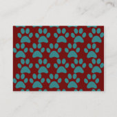Niedlicher Welpe Hund Paw Prints Red Blue Visitenkarte (Rückseite)