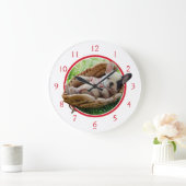 Niedlicher Welpe im Baseball-Mitt Große Wanduhr (Zuhause)