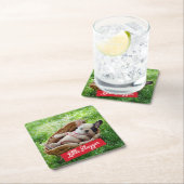 Niedlicher Welpe in einem Baseball-Mitt Rechteckiger Pappuntersetzer (Vor Ort)