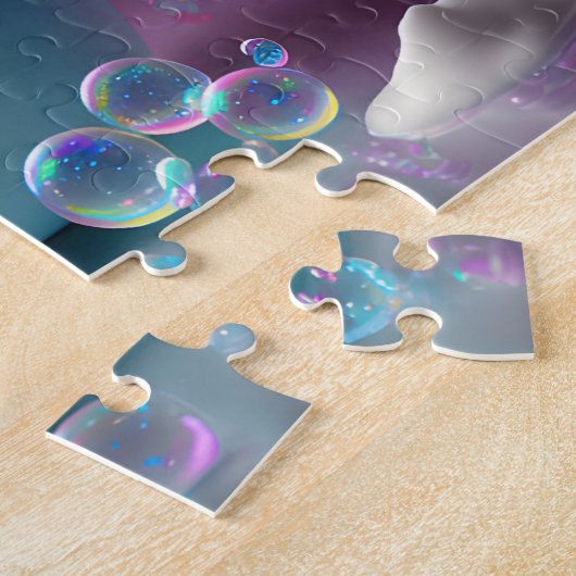 Niedlicher Welpe in einer Badewanne mit Blasen, Ki Puzzle (Seite)