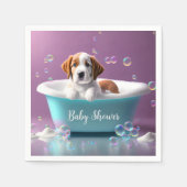 Niedlicher Welpe in einer Badewanne mit Seifenblas Serviette (Vorderseite)