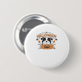 Niedlicher Welpe in Pumpkin � Halloween Hundelabbi Button (Vorne & Hinten)