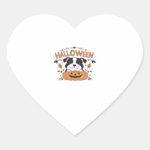 Niedlicher Welpe in Pumpkin - Halloween Hundelabbi Herz-Aufkleber