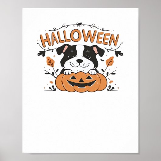 Niedlicher Welpe in Pumpkin - Halloween Hundelabbi Poster (Vorne)