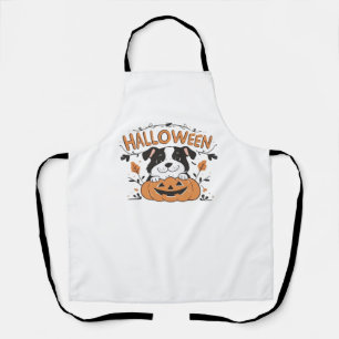 Niedlicher Welpe in Pumpkin - Halloween Hundelabbi Schürze